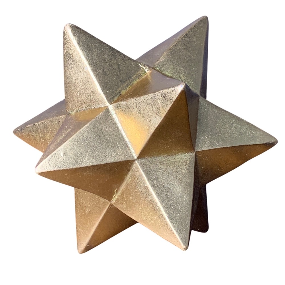 Geometric Starburst Sculpture Decor Accent Gold Metallic Modern Glam Tabletop